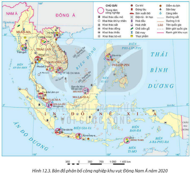 Bản đồ phân bố công nghiệp khu vực Đông Nam Á năm 2020