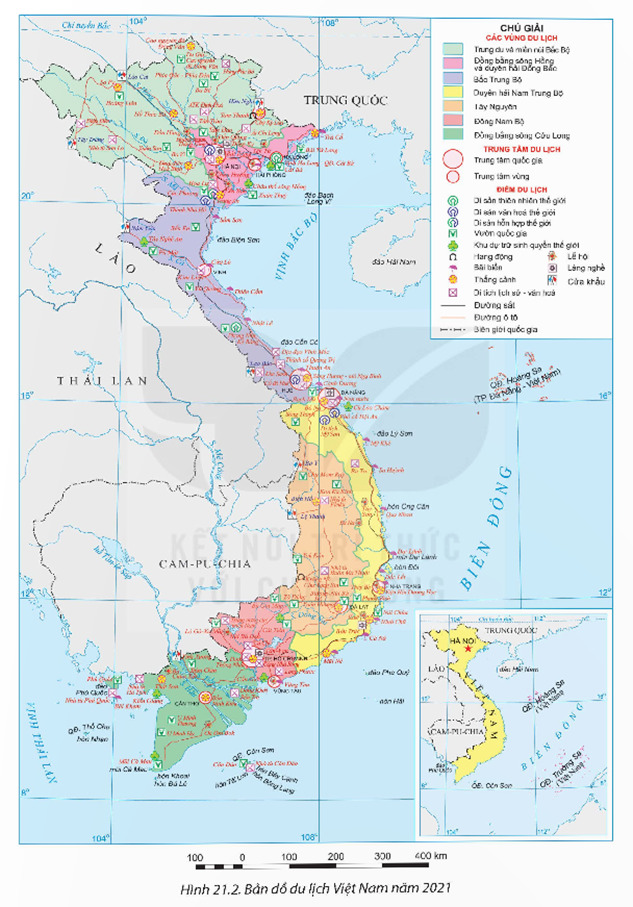 Hình 21.2. Bản đồ du lịch Việt Nam năm 2021