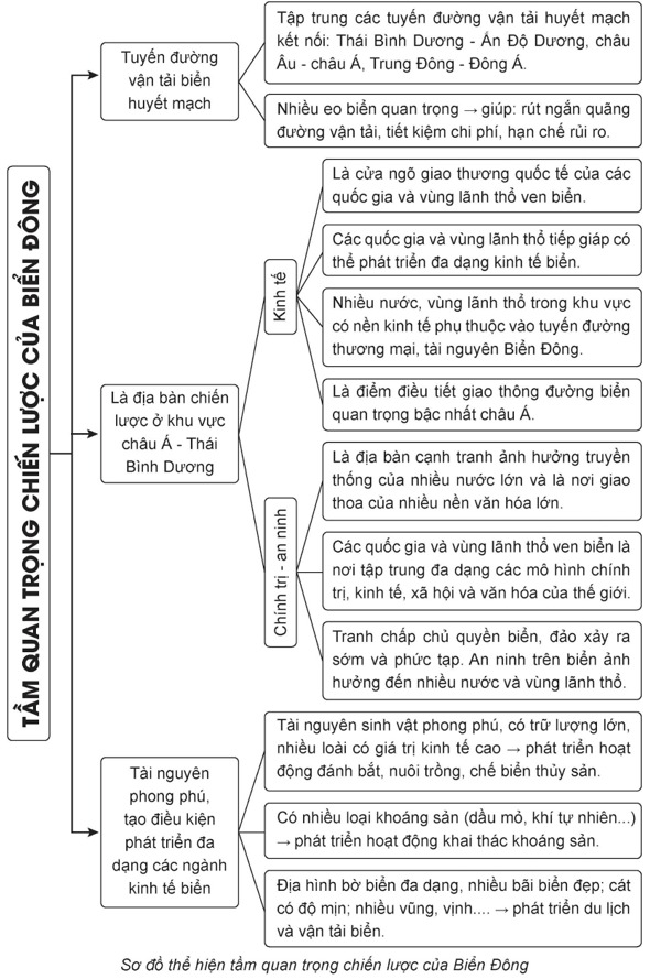 Sơ đồ tư duy tầm quan trọng của biển đông