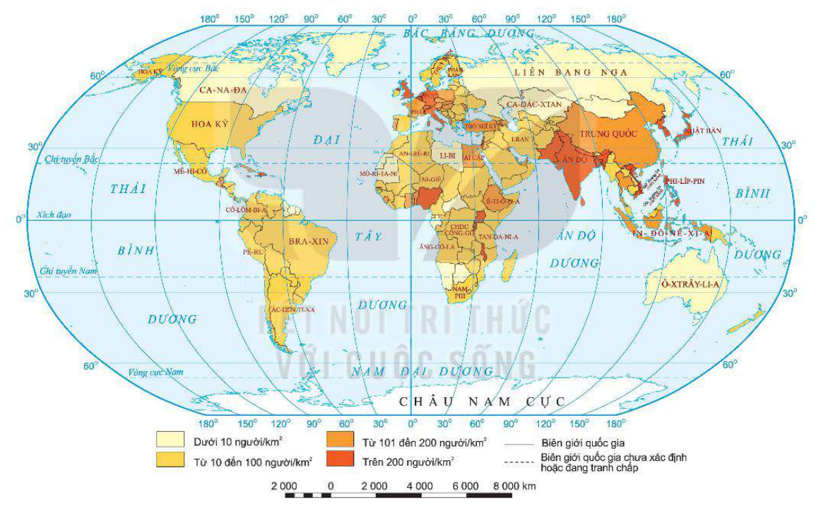 Bản đồ mật độ dân số trên thế giới