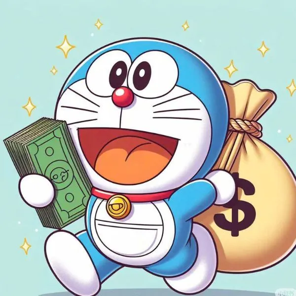 Tải avatar Doraemon cute ôm tiền