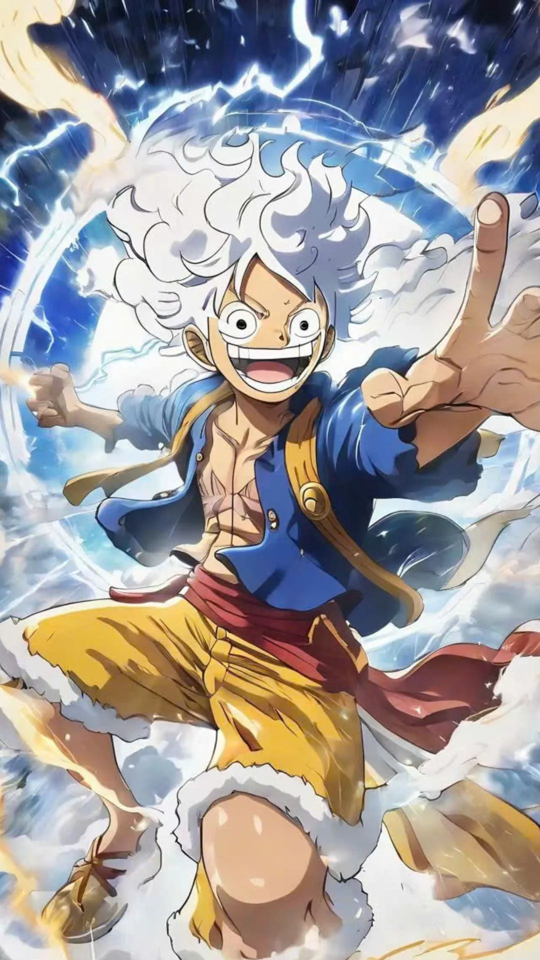 Hình nền Luffy Gear 5 tạo cảm giác mạnh mẽ