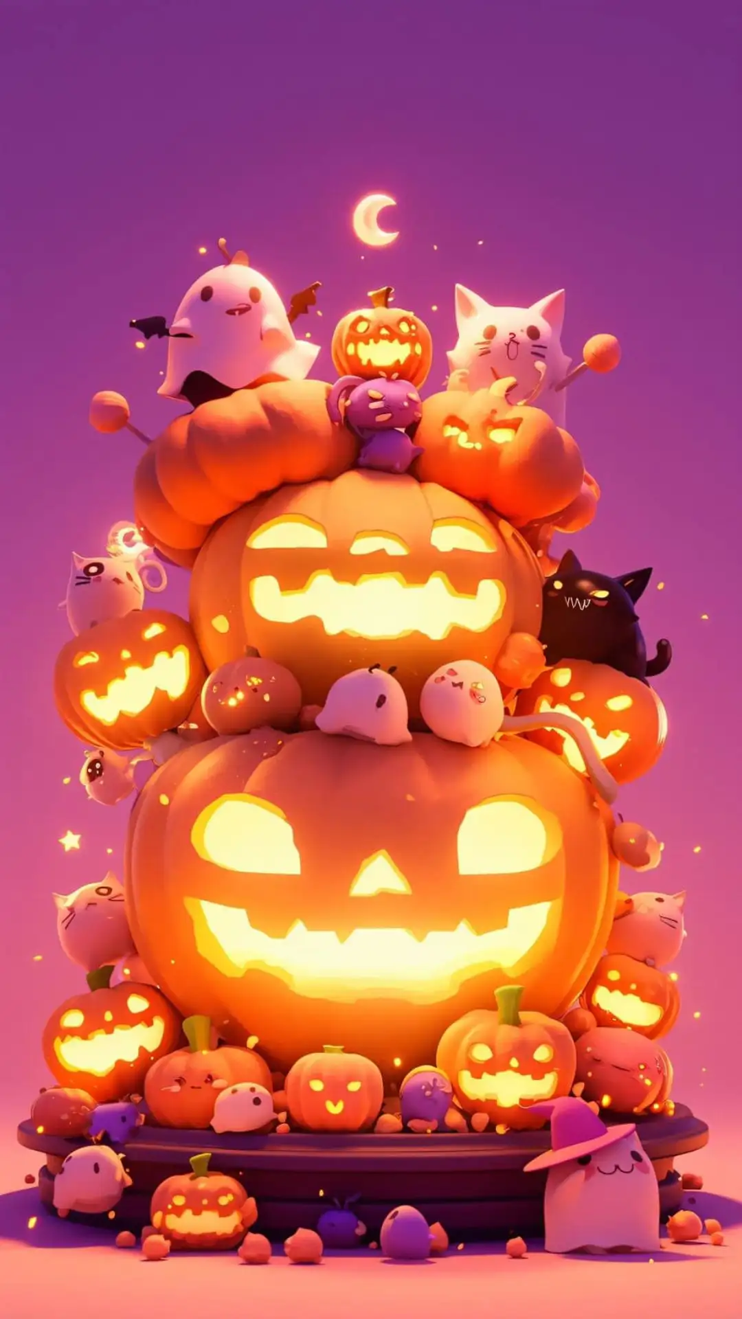 hình nền Halloween dễ thương với những quả bí ngô