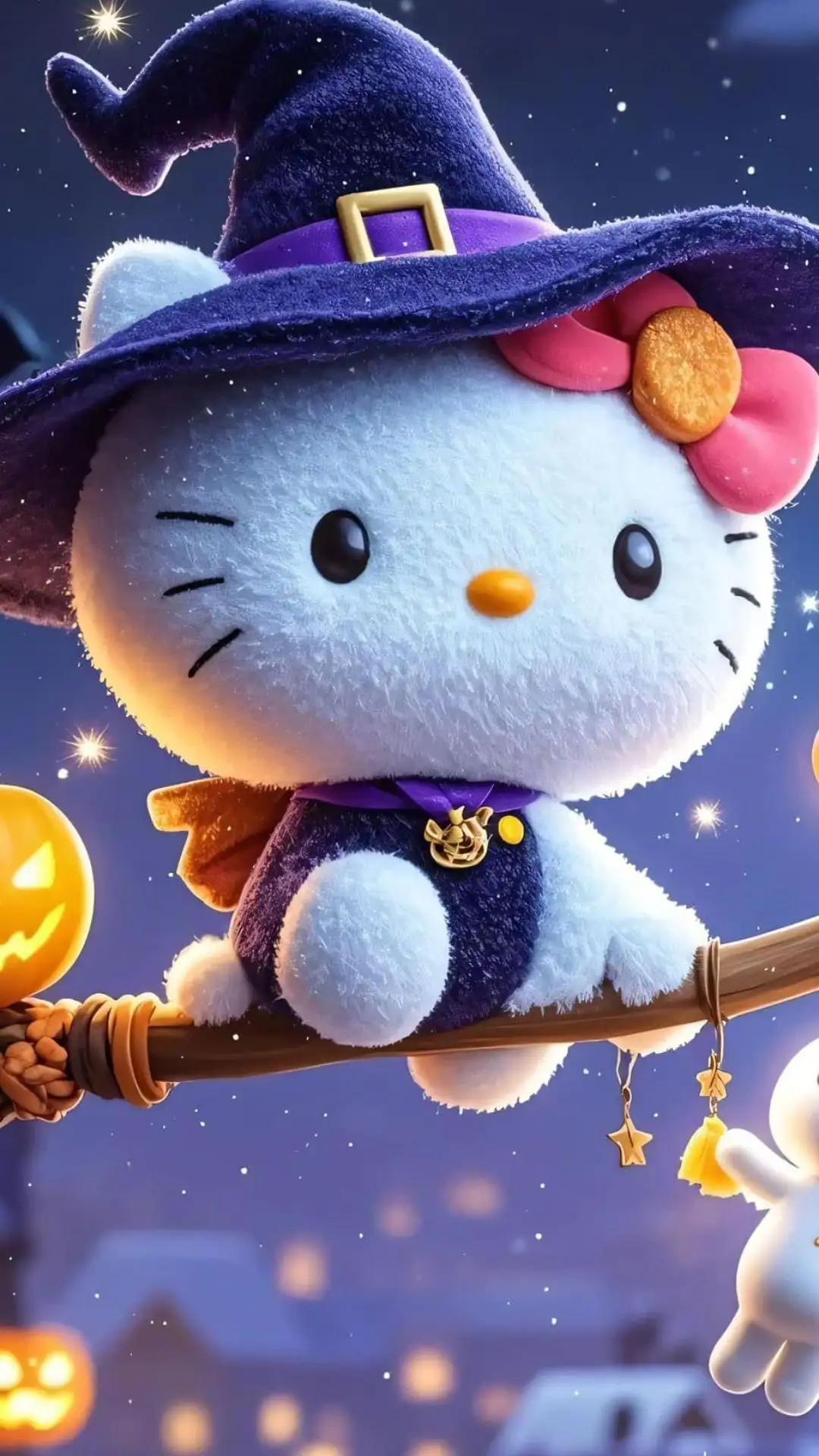 hình nền Halloween với mèo Hello Kitty dễ thương