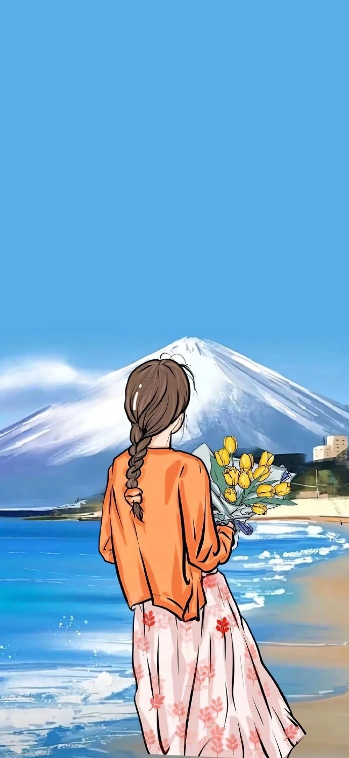 hình ảnh cô gái quay lưng anime đặt hình nền Iphone
