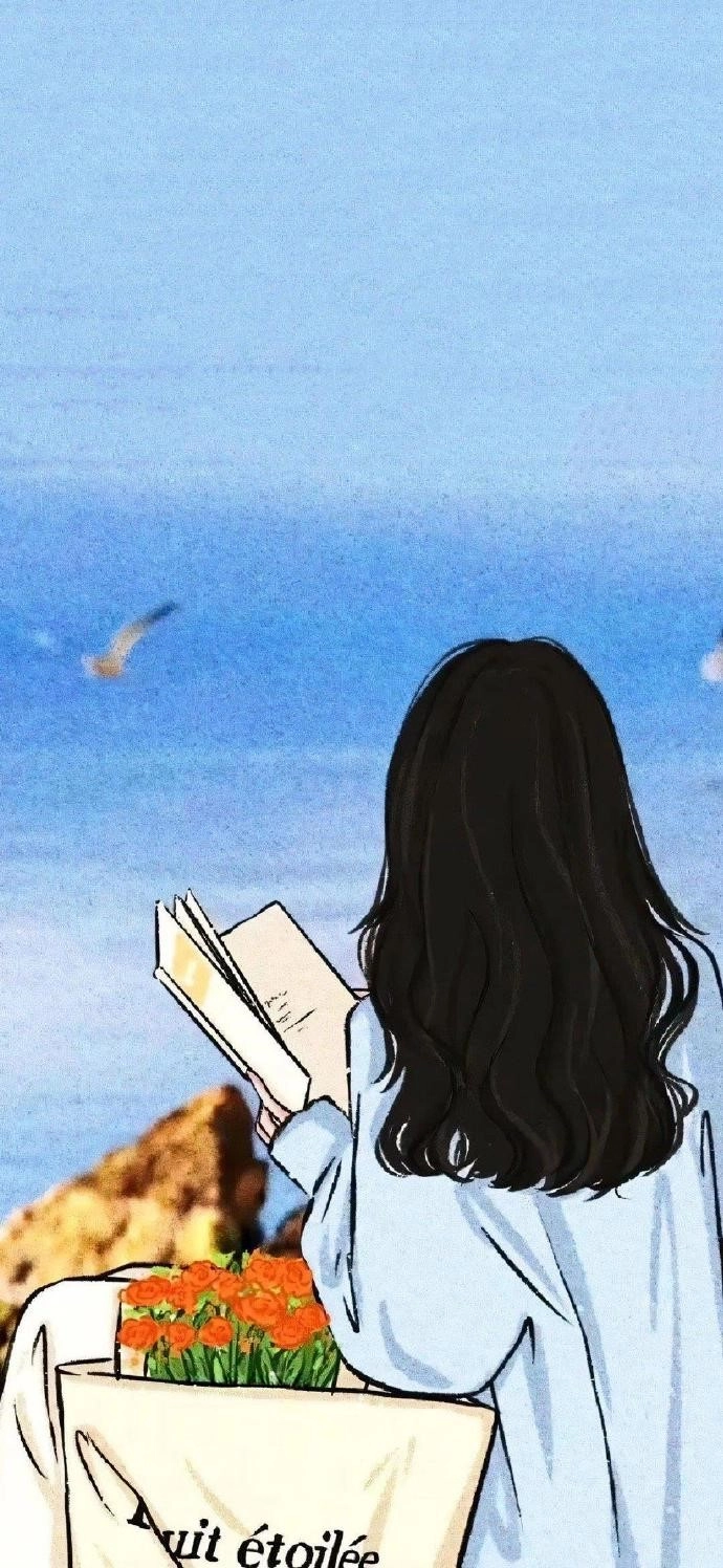 ảnh anime buồn quay lưng đọc sách