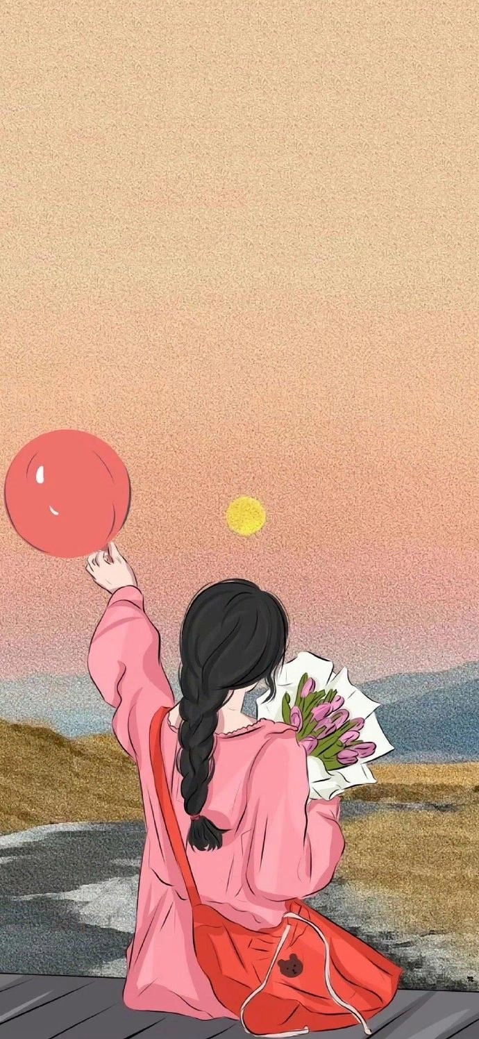 ảnh anime cô gái quay lưng đặt hình nền điện thoại