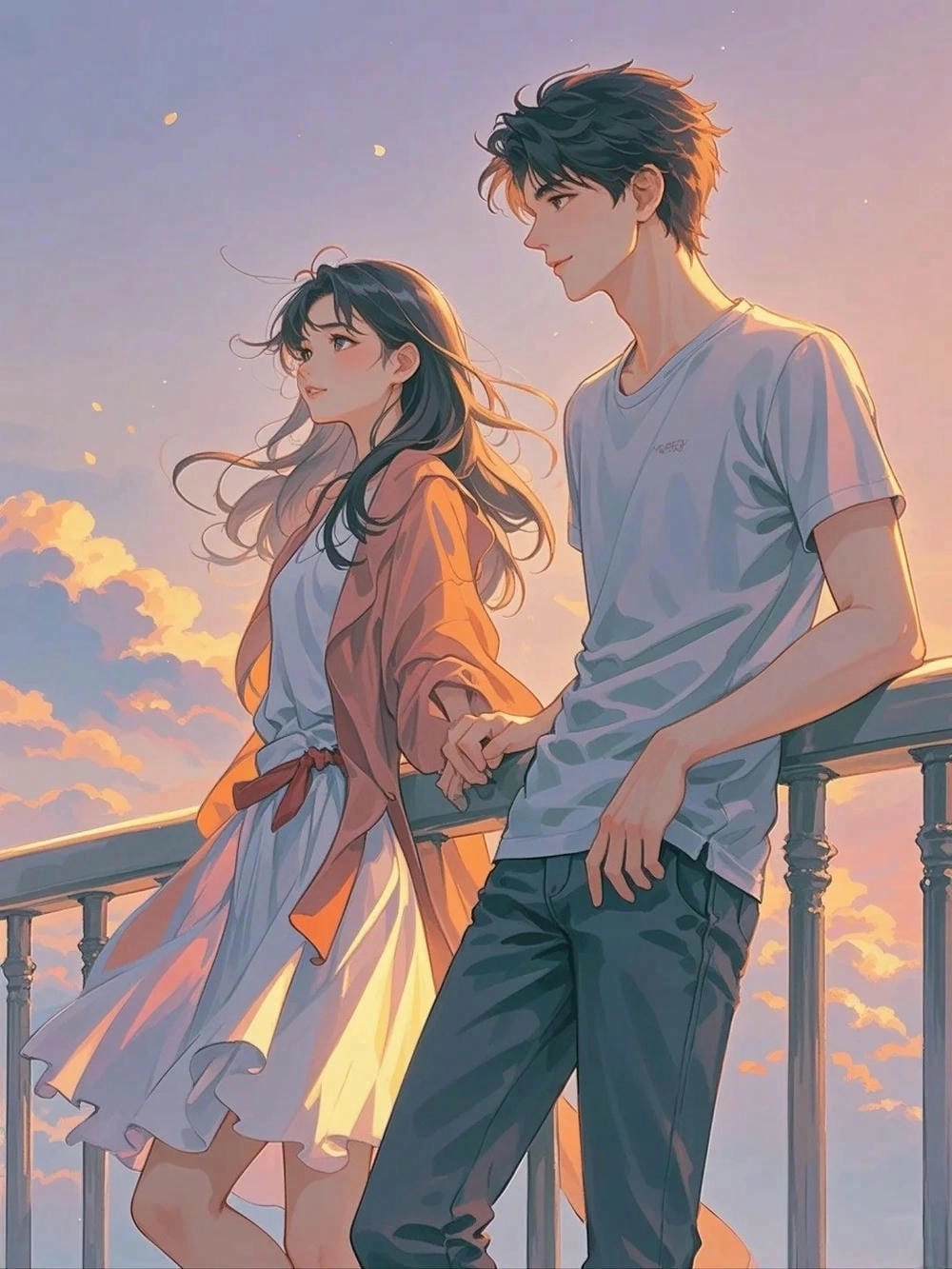 Hình nền anime chill cặp đôi