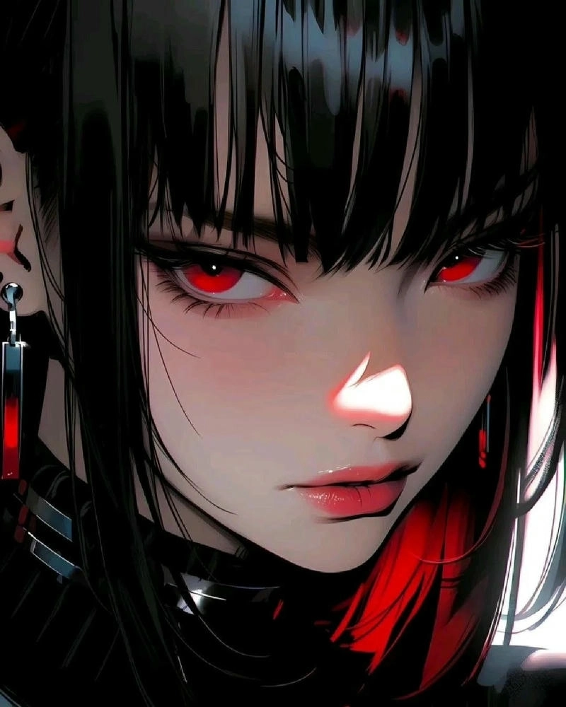 hình ảnh anime nữ ngầu mắt đỏ