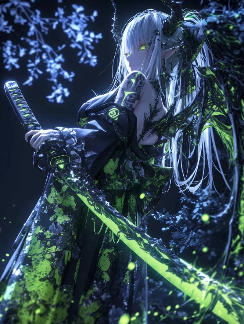 Ảnh anime nữ cool ngầu cầm kiếm