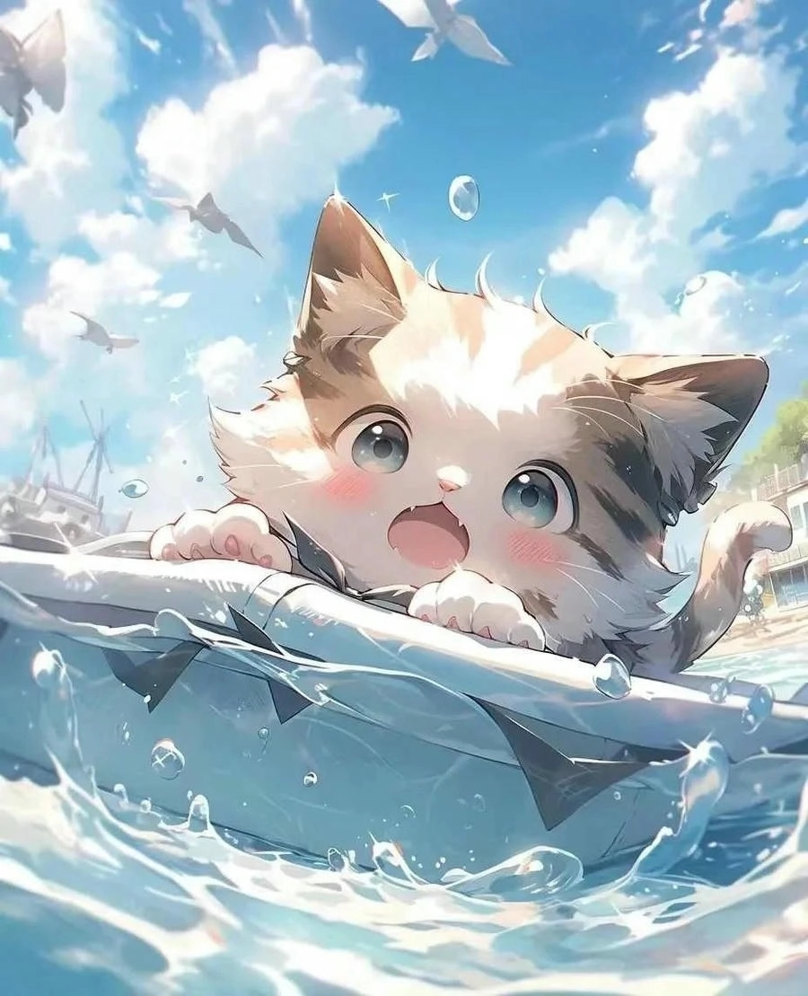 ảnh mèo anime cute đáng yêu