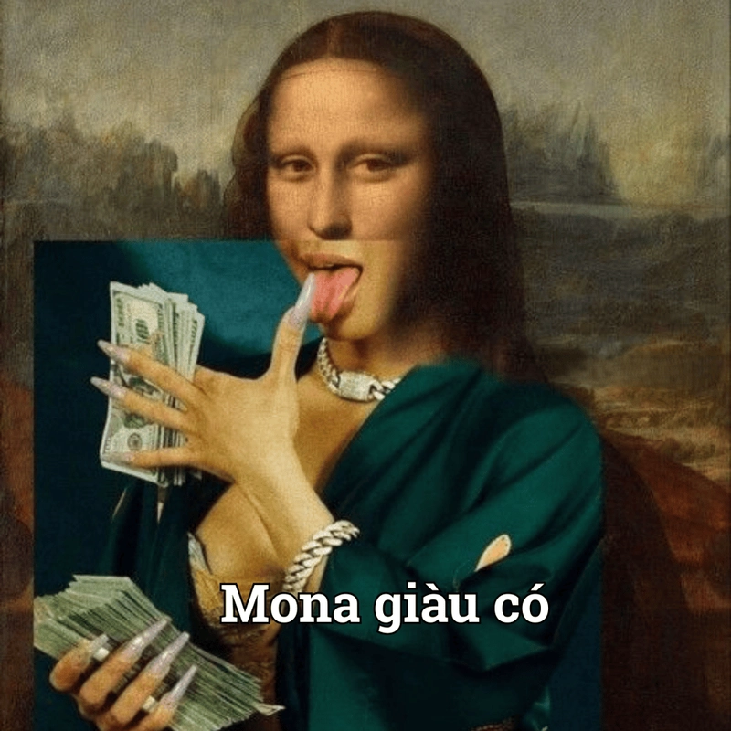 Mona Lisa meme đếm tiền